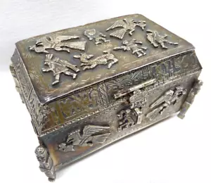 Vintage Peruvian Inca Sterling Silver Box Peru 645 Grams Handmade One Of A Kind - Picture 1 of 12