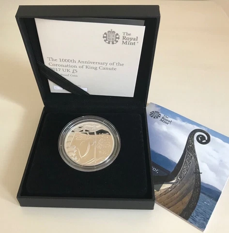 Simply Coins~ 2017 SILVER PROOF KING CANUTE FIVE 5 POUND COIN BOX COA Cover