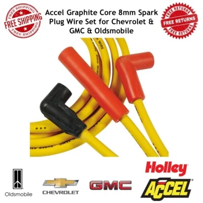 Juego de cables de bujía Accel Graphite Core 8 mm para Chevrolet y GMC y Oldsmobile Foto 1 de 4