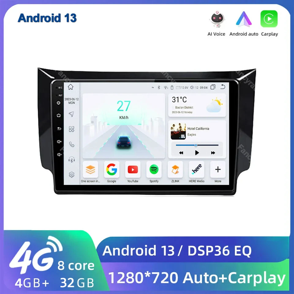 For Nissan Sylphy B17 Sentra 2012-2018 Car Radio Android 13 8Core Stereo CarPlay - Image 1 of 4