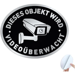 Videoüberwacht Schild Dieses Objekt Wird Aluminium Gebürstet 15×12 cm, Kamera... - Bild 1 von 10