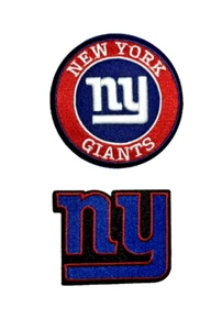 (2) Logotipo del equipo de la NFL de los New York Giants + Círculo bordado 3 pulgadas hierro/parche para coser - Imagen 1 de 4
