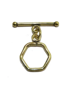 4 SET 16X26MM SOLID COPPER BALI TOGGLE CLASP ANTIQUE BRASS 584 ATL-167 - Picture 1 of 1