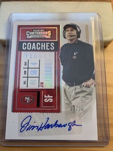 2020 Contenders Jim Harbaugh Coaches Ticket Auto Autograph #18/20 49ers