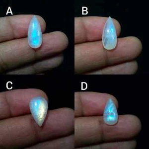 Stunning Blue Rainbow Moonstone Cabochon Pear Shape Loose Gemstone For Jewelry - Picture 1 of 13