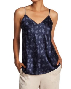 $245 VINCE Floral Spaghetti Straps Blue 100% Silk Top sz M; sz L - Picture 1 of 12