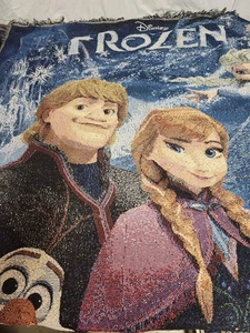 Disney Frozen Arazzo Getto Coperta con Frangia 48” X 60” Made in USA Anna - Foto 1 di 10