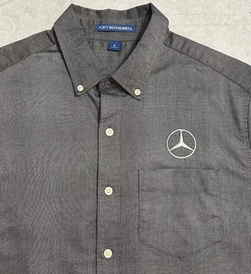 MERCEDES BENZ Short Sleeve Button Down Shirt Men's S Gray Oxford - Image 1 of 4