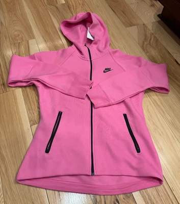 Nike Women's Tech Fleece Windrunner Hoodie Playful Pink Black FB8338 675 SMALL - Image 1 of 4