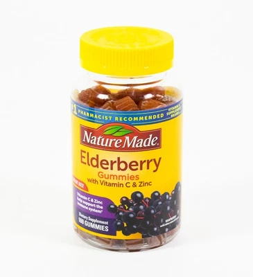 Nature Made ELDERBERRY with Vitamin C & Zinc 100 GUMMIES Immune Support 02/2026 - Image 1 of 2