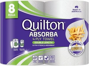 Quilton Absorba Double Length Paper Towel, White, 8 Count | FREE SHIPPING NEW AU - Picture 1 of 2