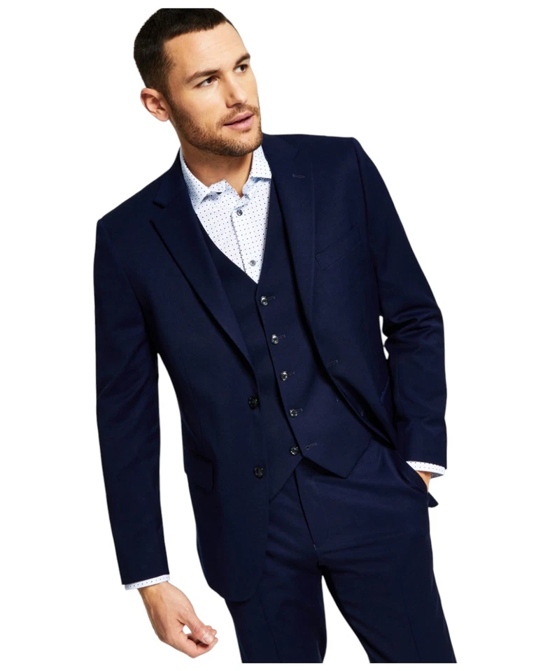 Tommy Hilfiger Mens Modern fit Suit Jacket Blazer 42 S Navy Blue Solid Stretch - Image 1 of 1