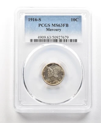 1916-S Mercury Dime MS63 FB PCGS PQ *4903 - Image 1 of 3