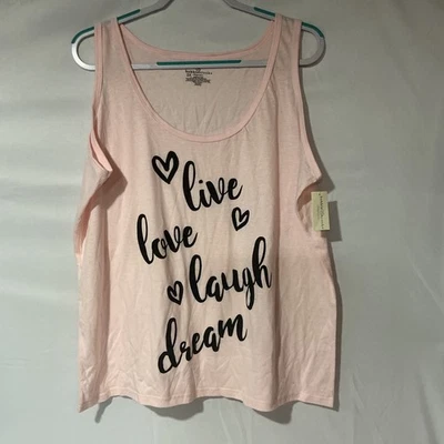 Bobbie Brooks Sleeveless Sleep Shirt Women’s 3X Pink Live Love Laugh Dream NEW - Image 1 of 4