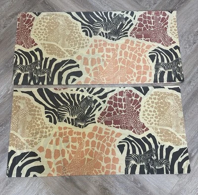 Vintage Burlington Giraffe Safari Brown Two King Pillowcases Made in USA Zebra - Image 1 of 4
