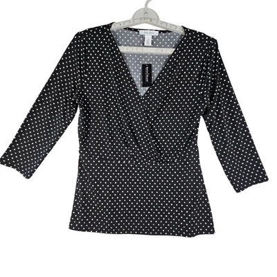 Женский топ White House Black Market Цвет черный В горошек Размер M - Изображение 1 из 4