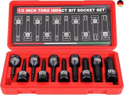 1/2 Zoll Impact Torx Bit Steckschlüsselsatz, 10 Stück T25 - T80 Antrieb Impact T - Bild 1 von 4