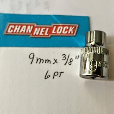 CHANNELLOCK 9 mm  x 3/8" DR  METRIC  SOCKET  6 Point Free USA Shipping - Image 1 of 4