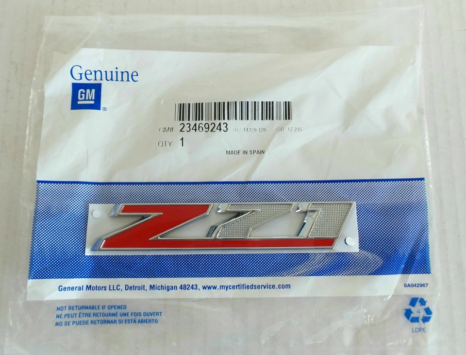 Placa de identificación insignia emblema Z71 2015-2020 OEM NUEVA Cadillac Chevrolet GMC 23469243 Foto 1 de 1