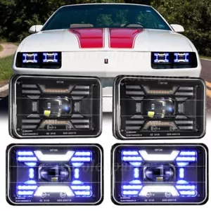 For Chevrolet Camaro 1982-1992 Pair 4x6 Headlight Hi Low DRL Turn Signal Lights - Picture 1 of 12