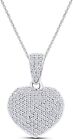 1/2 Ct Lab Created Moissanite Micro Pave Set Heart Pendant Necklace 18" Silver