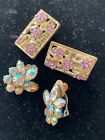 2 Pair of Vintage Sparkle  Clip on Mid 20th c Earrings