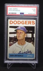 1964 Topps #120 Don Drysdale Dodgers HOF PSA 7 NM