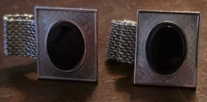 Men's Black Onyx Cuff Links & Matching Tie Clip - *GREAT* Vtg, Fashion Pieces! - Picture 1 of 7