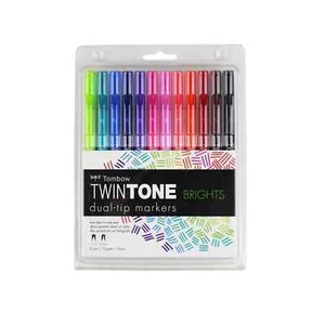 TOMBOW Pack of 12 Dual Sided Bright Marking Pens Bold and Fine Tips - Picture 1 of 9