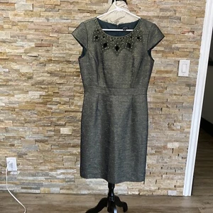 Tahari Women's Petite Sleeveless Dress Green /Gold Dress Size 8P - Picture 1 of 3
