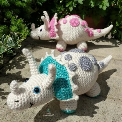 Printed Toy Crochet Pattern, Terry the Triceratops Crochet Pattern, Dinosaur - Image 1 of 4