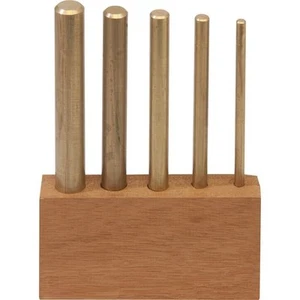 5 Stück Messing Drift Set mit Holzklotz 1/4" - 3/4" Locher Set - Bild 1 von 1