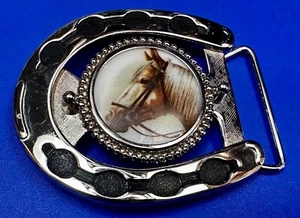 Horse Head Horseshoe Belt Buckle - or blank for your coin or 39mm stone! - Picture 1 of 12