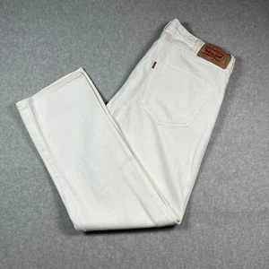 Levi's 501 Herrenjeans Größe 40x32 weiß Denim Knopfleiste geradees Bein - Bild 1 von 16