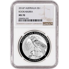 2016-P Australia Silver Kookaburra (1 oz) $1 - NGC MS70