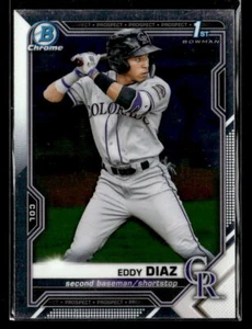 Eddy Diaz 2021 Bowman #BCP-33 1st Chrome Prospects Colorado Rockies - Picture 1 of 2