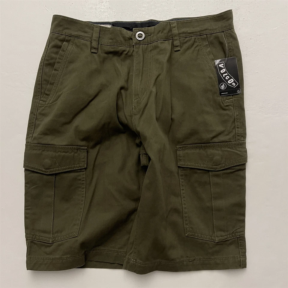 NWT Volcom VMighty 30 x 10" Olive Green Twill Cargo Chino Shorts - Image 1 of 4