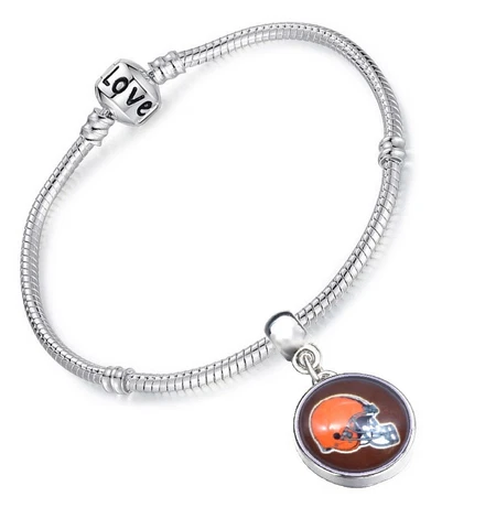 Cleveland Browns Womens Sterling Silver Snake Link Bracelet Football Gift D13 Cover