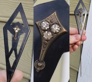 antike Hutnadel groß schwarz Bakelit Strass NACHLASSVERKAUF 8 1/4" - Bild 1 von 5