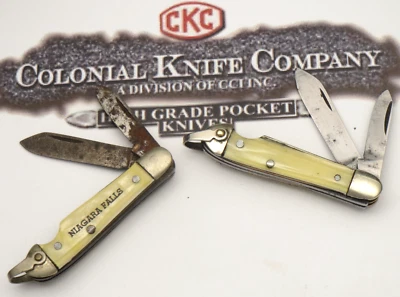 Faca colonial antiga da década de 1920 CO miniatura fácil de abrir facas Jack - Lote de 2 - Imagem 1 de 4