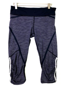 Lululemon Rayas Cultivos Capris Leggings Rayas Morado Talla 8 Mediano - Imagen 1 de 7