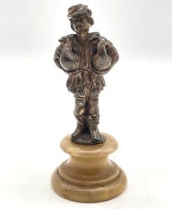 Bronze / Messing Figur Gänsemännchen Gänsehirte Bronzefigur auf Sockel - 10,5cm - Bild 1 von 9