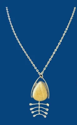 "Plata 925 chapada 18"" ajustable" Collar Náutico Crema Pescado Laguna Encaje Calcita Foto 1 de 4