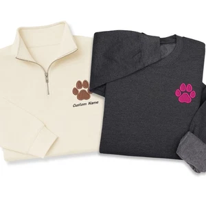 Custom Paw Hoodie, Sweatshirt & 1/4 Zip  with Name – Pet Lover Gift - Picture 1 of 13