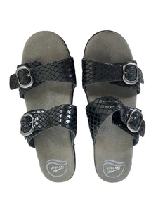 Sandalia DANSKO Sophie Negra Piel de Serpiente Correa Brillante Deslizable EE. UU. 9.5-10 UE 40 2 - Imagen 1 de 12