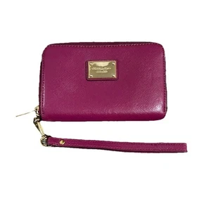 Michael Kors Magenta Pink Essential Zip Leather Wallet Peony Saffiano Rare 2012 - Picture 1 of 6