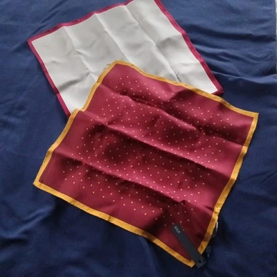 Pañuelo cuadrado de bolsillo a medida 100 % seda para hombre MNGMAN 2 NUEVO EN CAJA NUEVO CON ETIQUETAS blanco/brg/dorado Foto 1 de 4