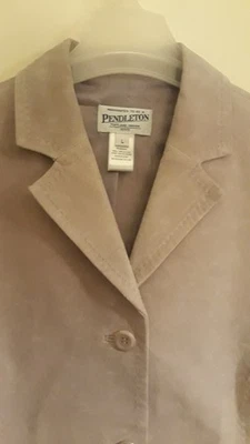 Pendleton suede leather 3 button blazer Petite large taupe - Image 1 of 4