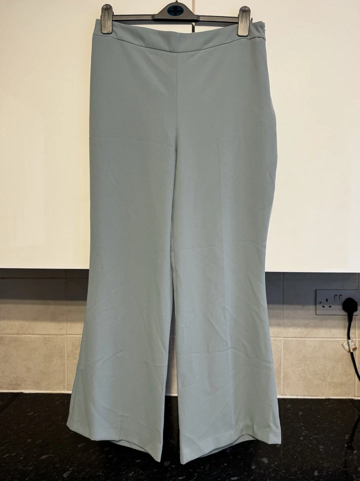 River Island Women's Blue Polyester Wide Leg Trousers 14 UK Petite - Image 1 of 4