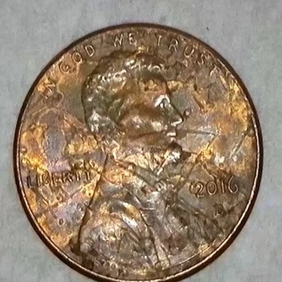 2016 D Penny Errors . Lincoln’ s Jacket Striking Going Around Coin. - Image 1 of 4